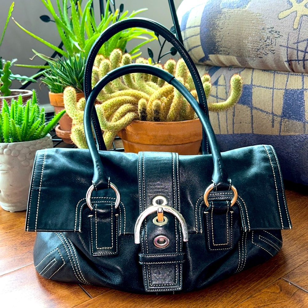 Coach Vintage Shoulder Bag, Black Leather with Chrome Hardware. Lovingly Used.